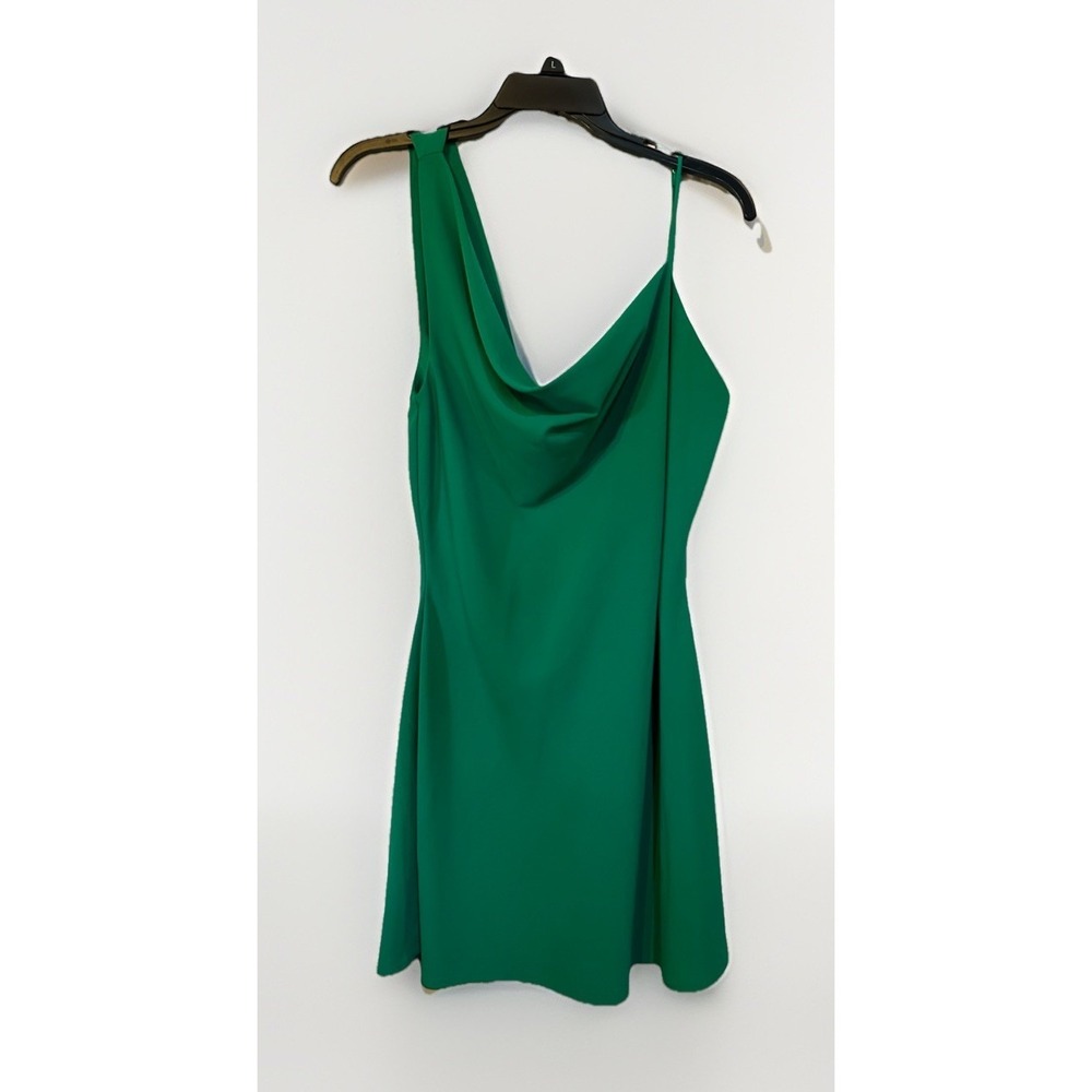 LowerRight One Shoulder Green Short Dress Women's Size Large Holiday Party Dress